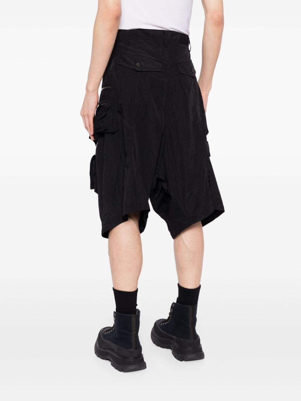 mid-rise drop-crotch cargo shorts - 4