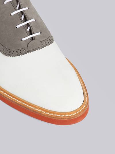 Thom Browne Medium Grey Leather and Suede Micro Sole Saddle Shoe outlook