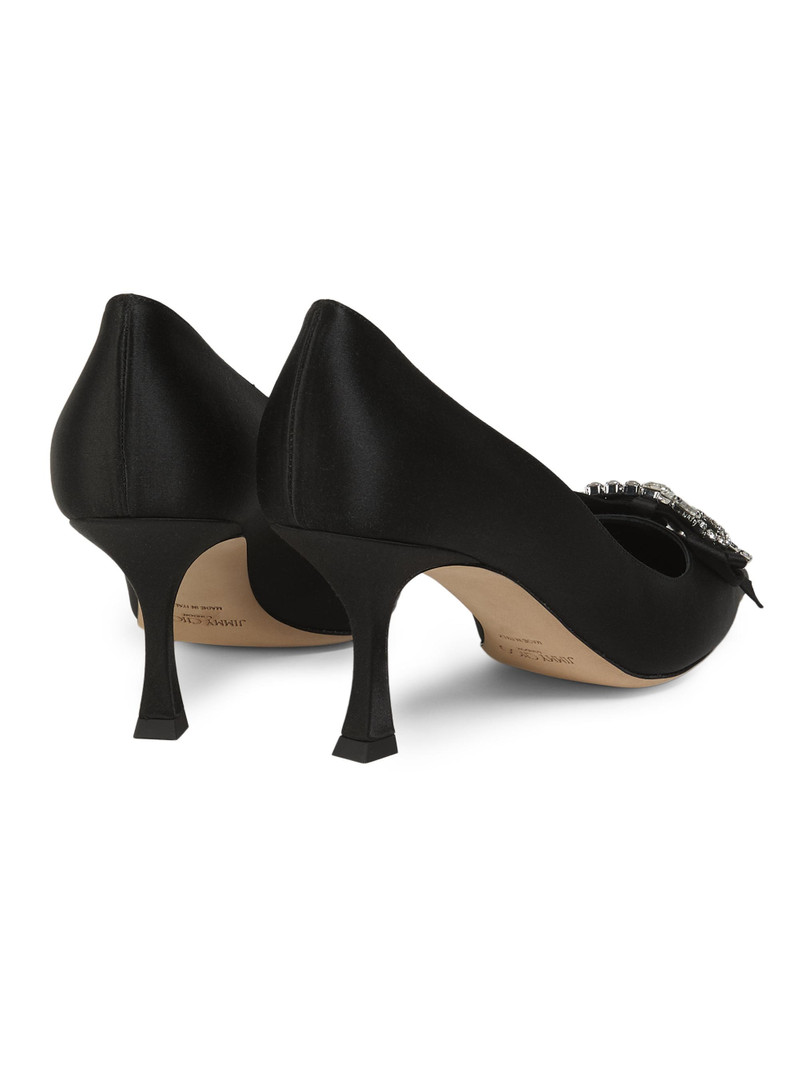 Women's Auria 70MM Crystal-Embellished Satin Pumps - Black Crystal 3