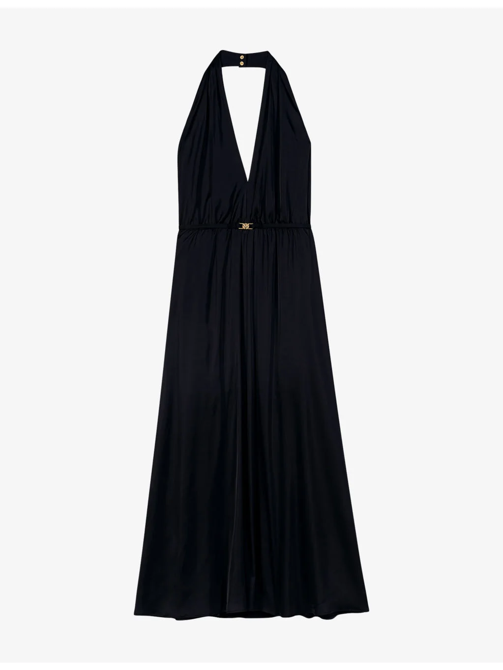 Backless Halter-Neck Stretch-Woven Maxi Dress - 1