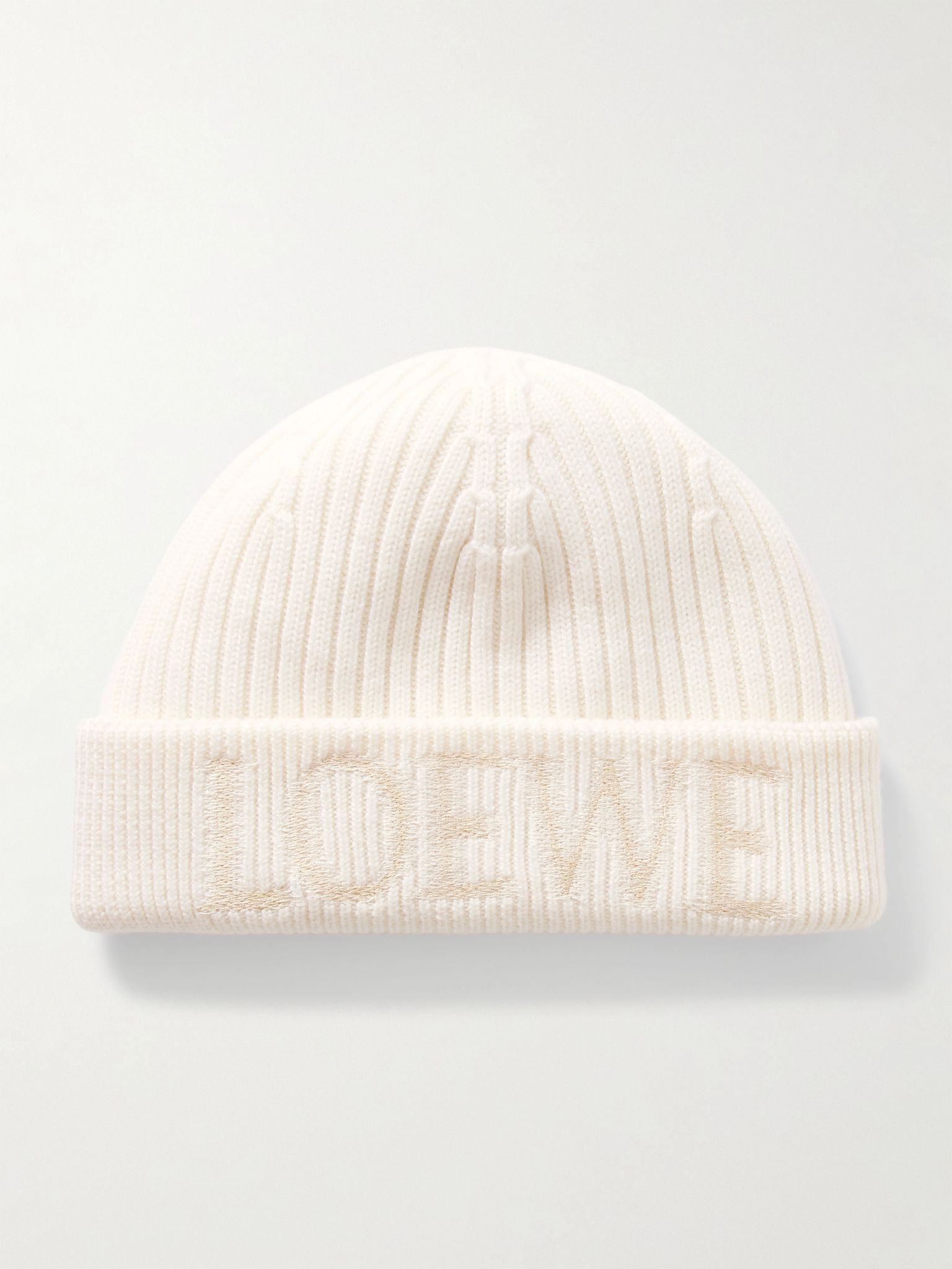 Embroidered wool beanie White - 1