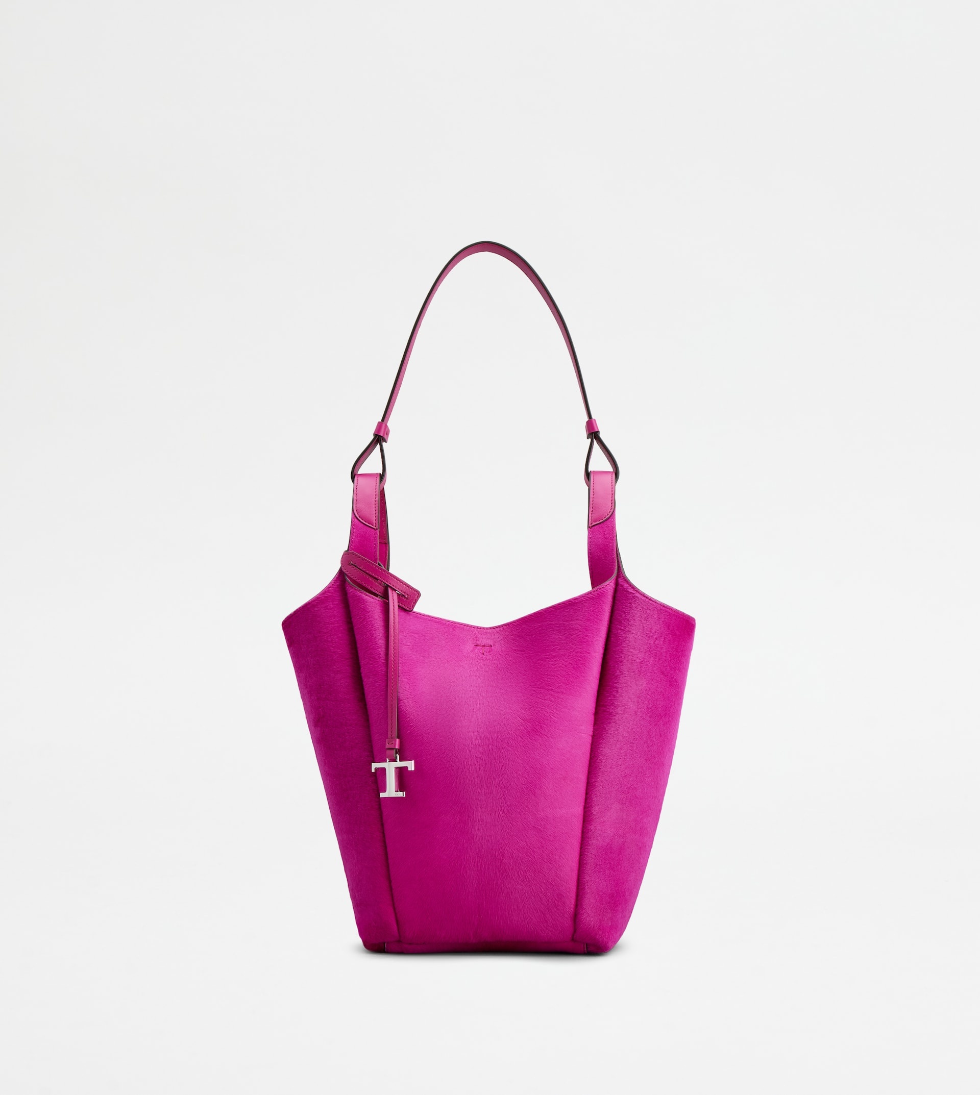 SMALL BUCKET BAG IN PONY-SKIN EFFECT LEATHER - PINK - 1