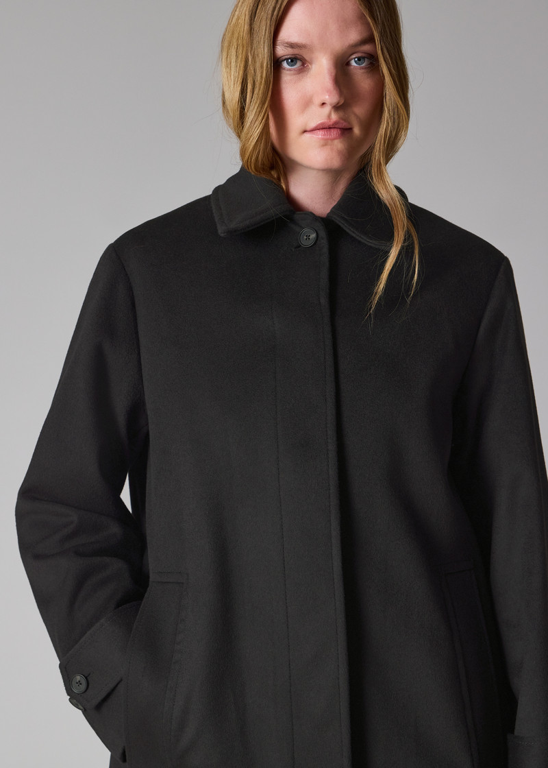 Women's Navy Wool-Cashmere Blend Back-Button Coat 11