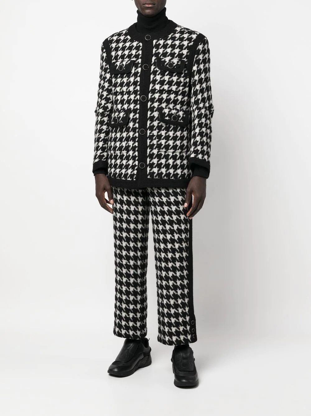 houndstooth-pattern straight-leg trousers - 2