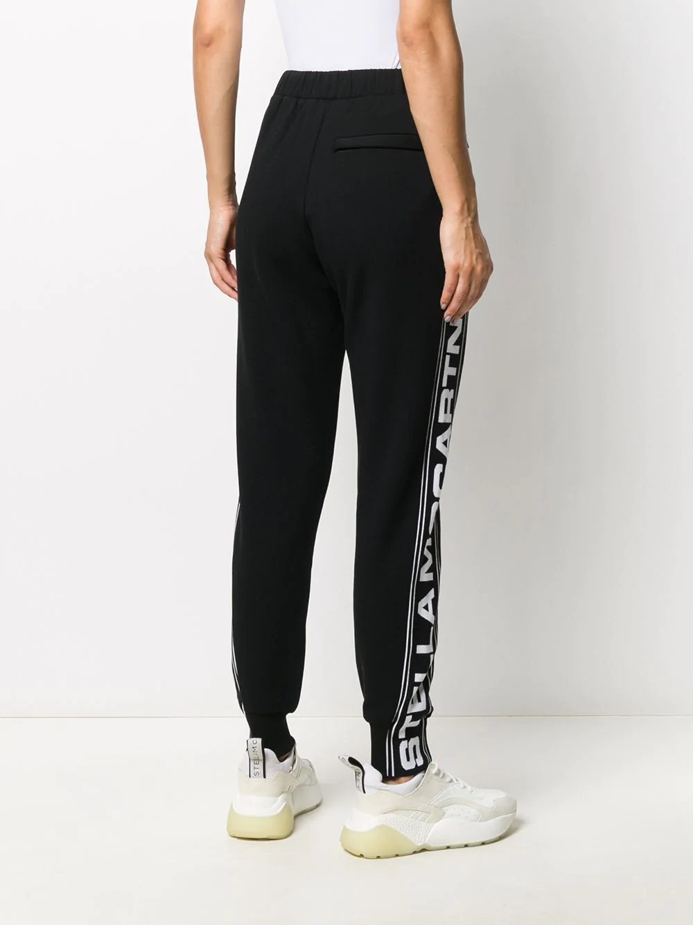 logo stripe tapered track pants - 4