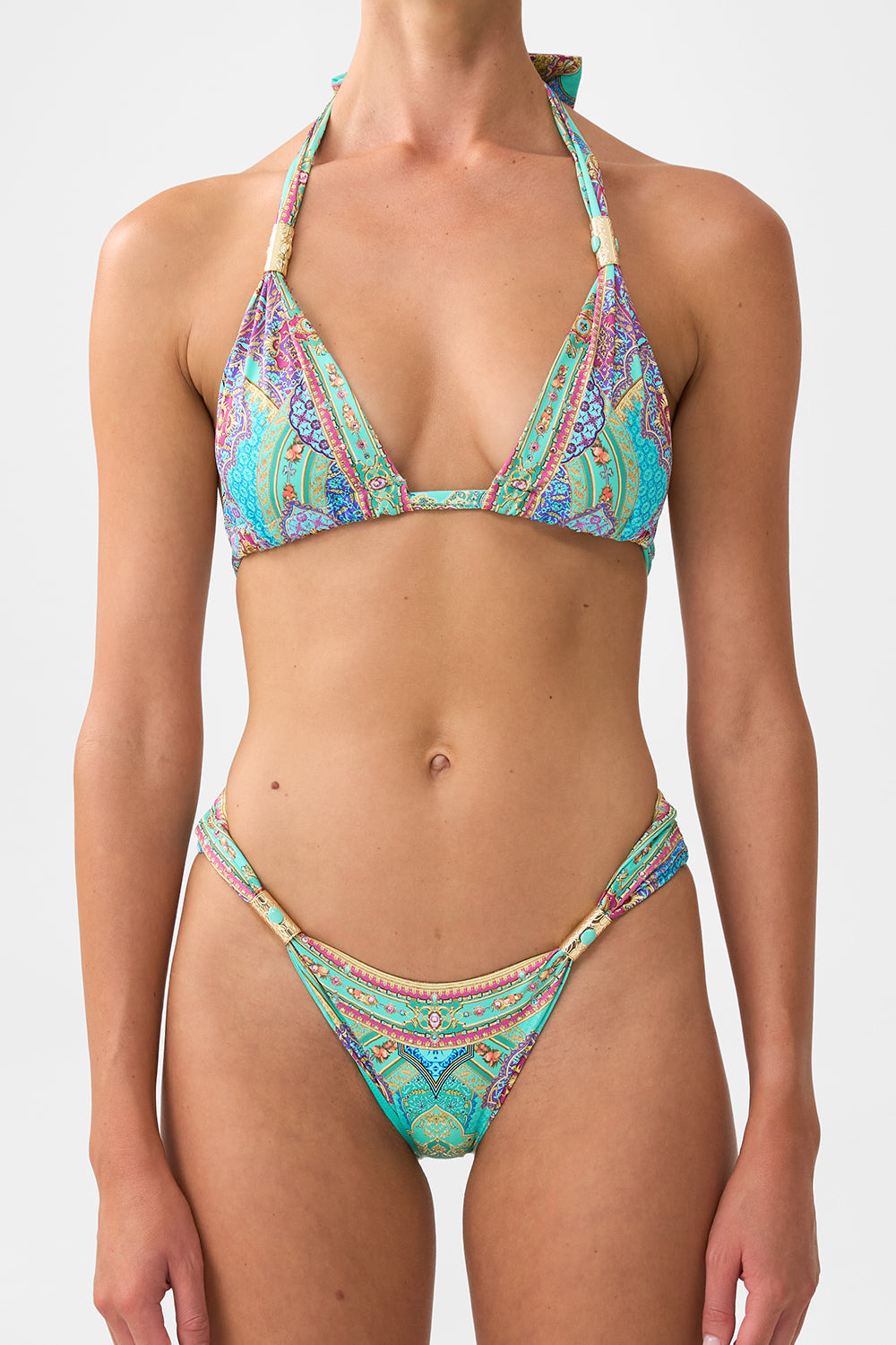 SOFT THICK TIE TRIANGLE BIKINI SET WITH TRIMS THE CONCUBINES CORRIDOR - 6