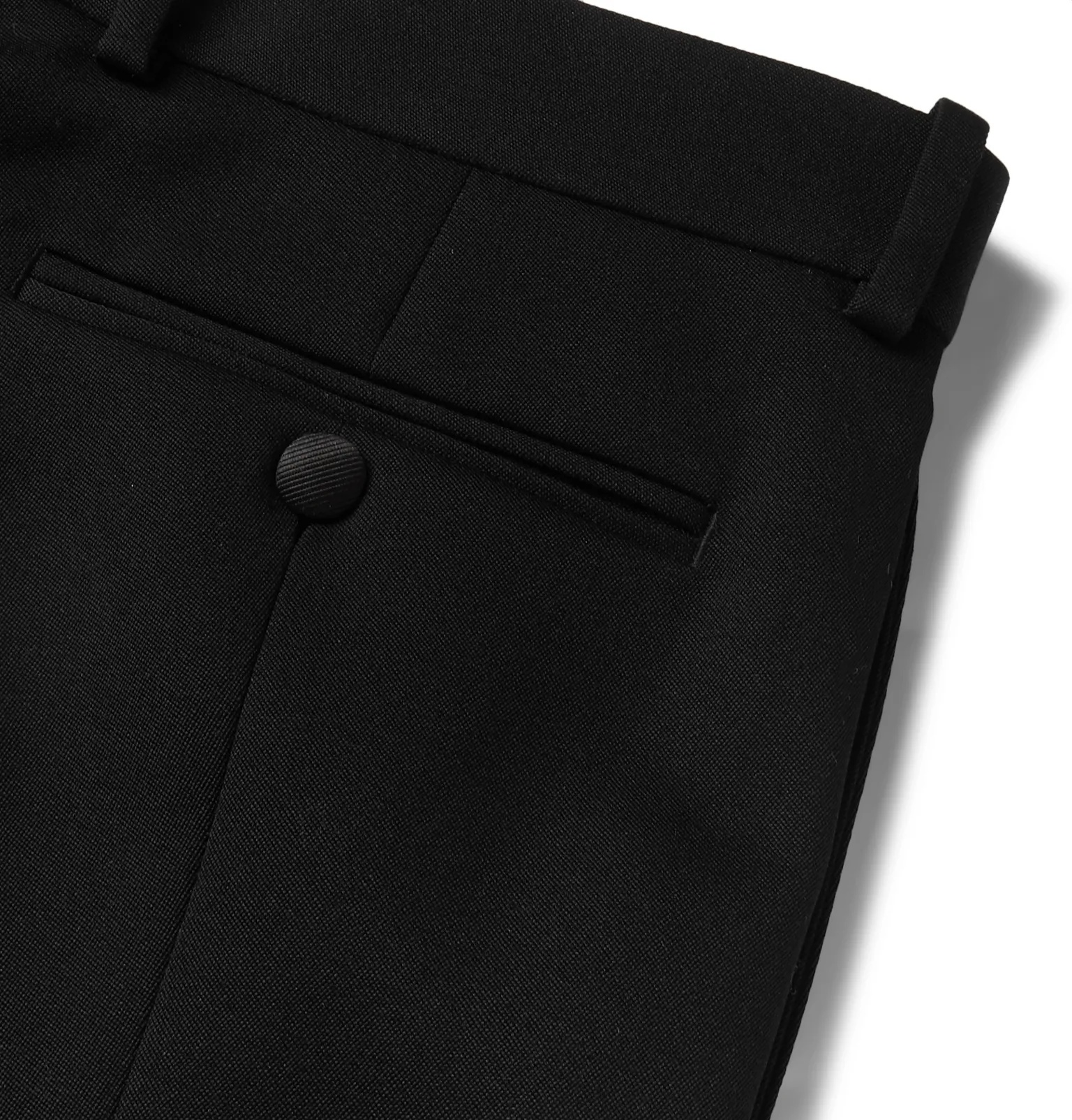 Black Slim-Fit Wool Tuxedo Trousers - 6