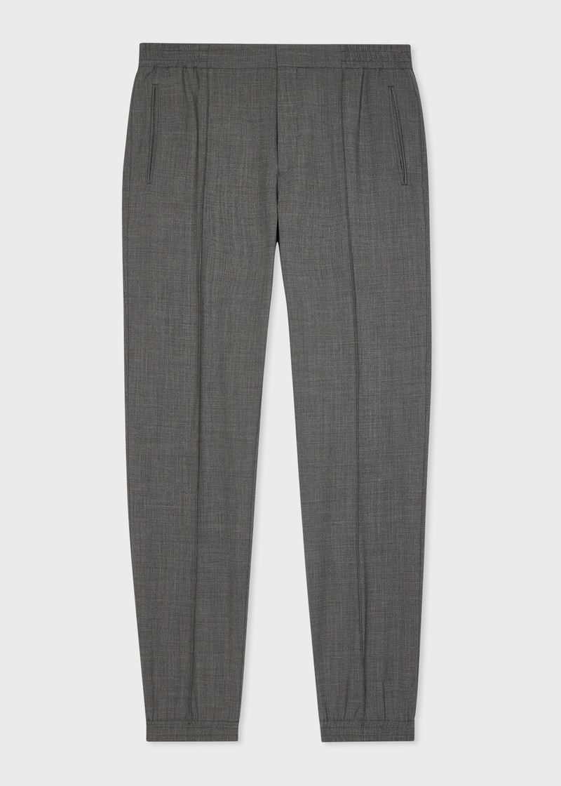 Grey Bi-Stretch Wool Cuffed Trousers - 1