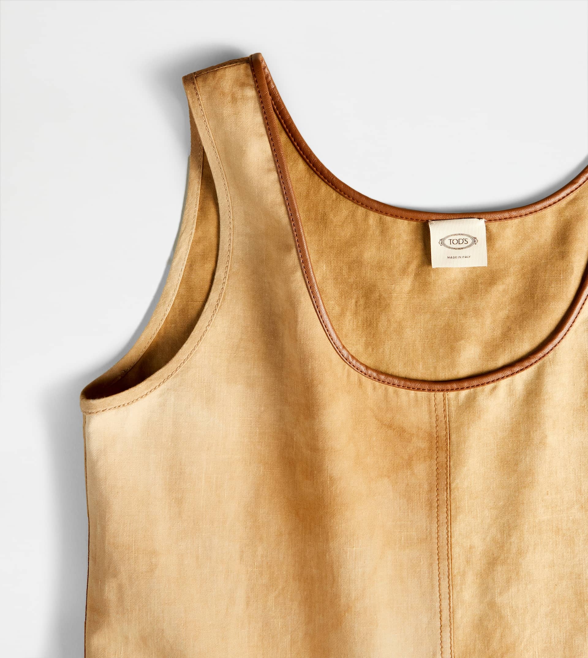 LINEN BLEND SHORT JUMPSUIT - BROWN - 6