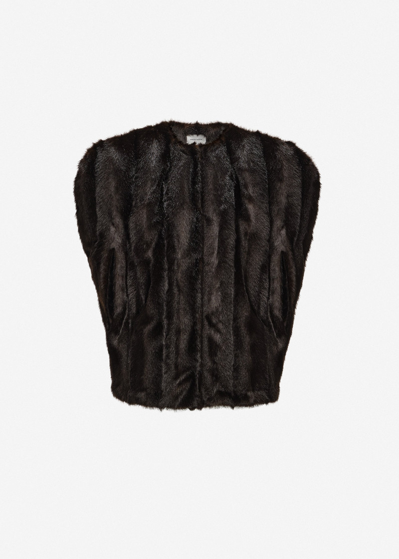 Faux fur cape in brown 1