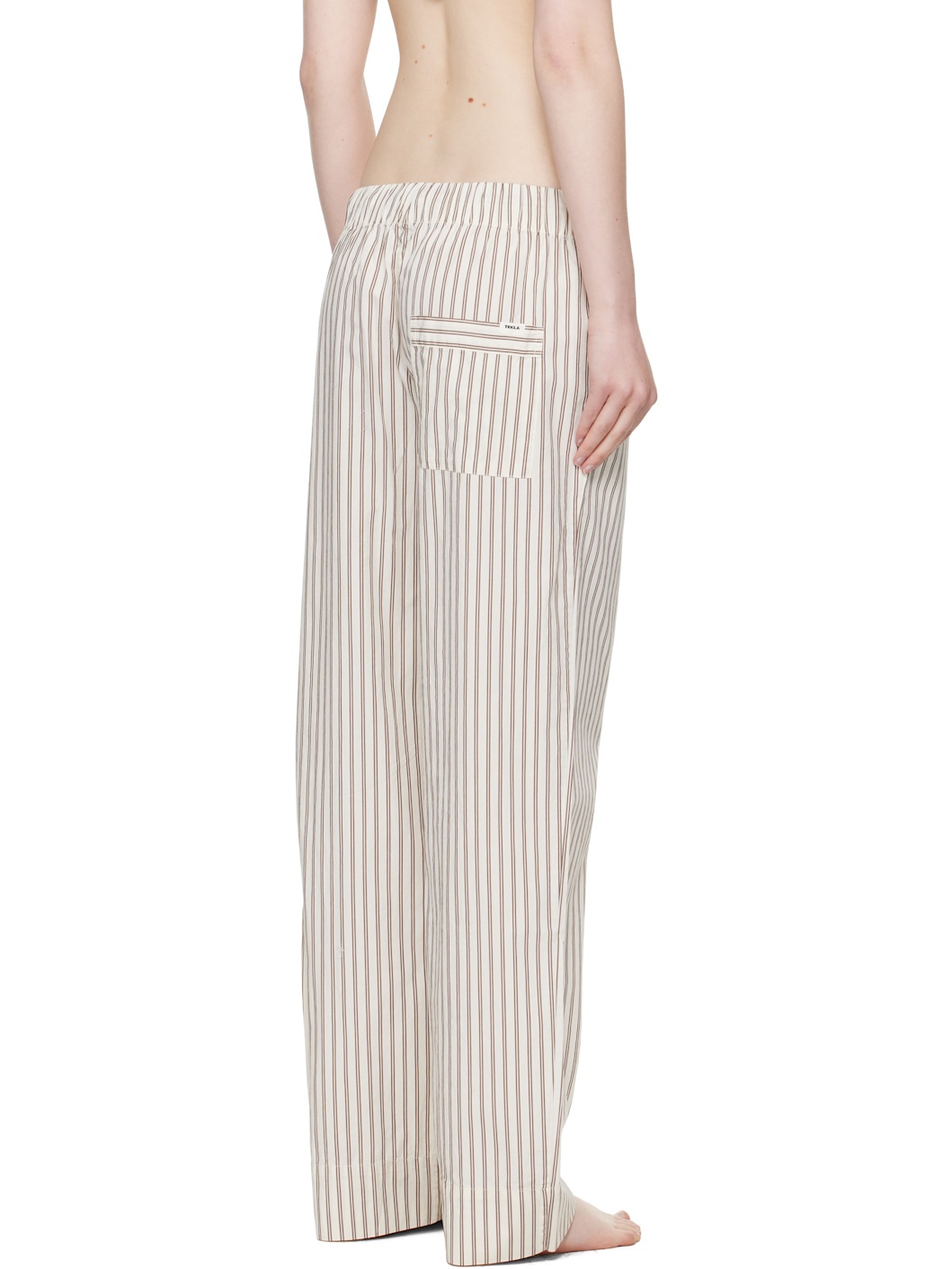 Off-White & Brown Poplin Pyjama Pants - 3