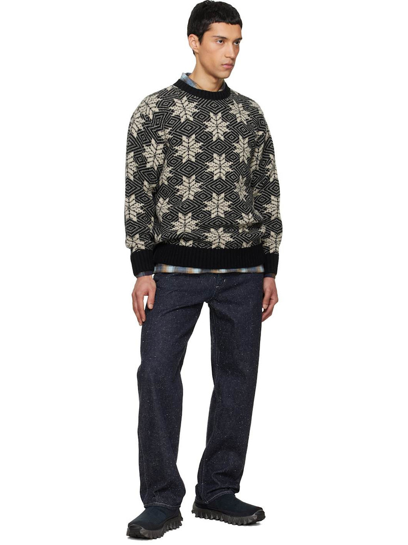 South2 West8 Black Crew Neck Snowflakes Sweater outlook