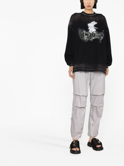 We11done rabbit-print faded sweatshirt outlook