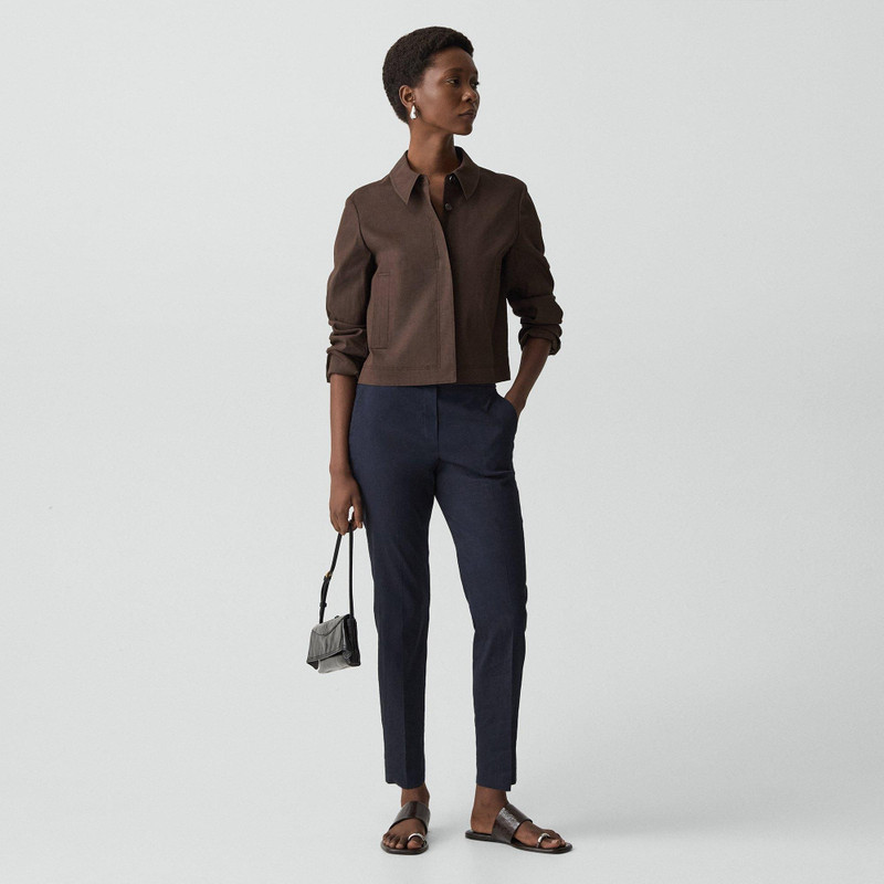 Theory Cropped Shirt Jacket in Good Linen outlook