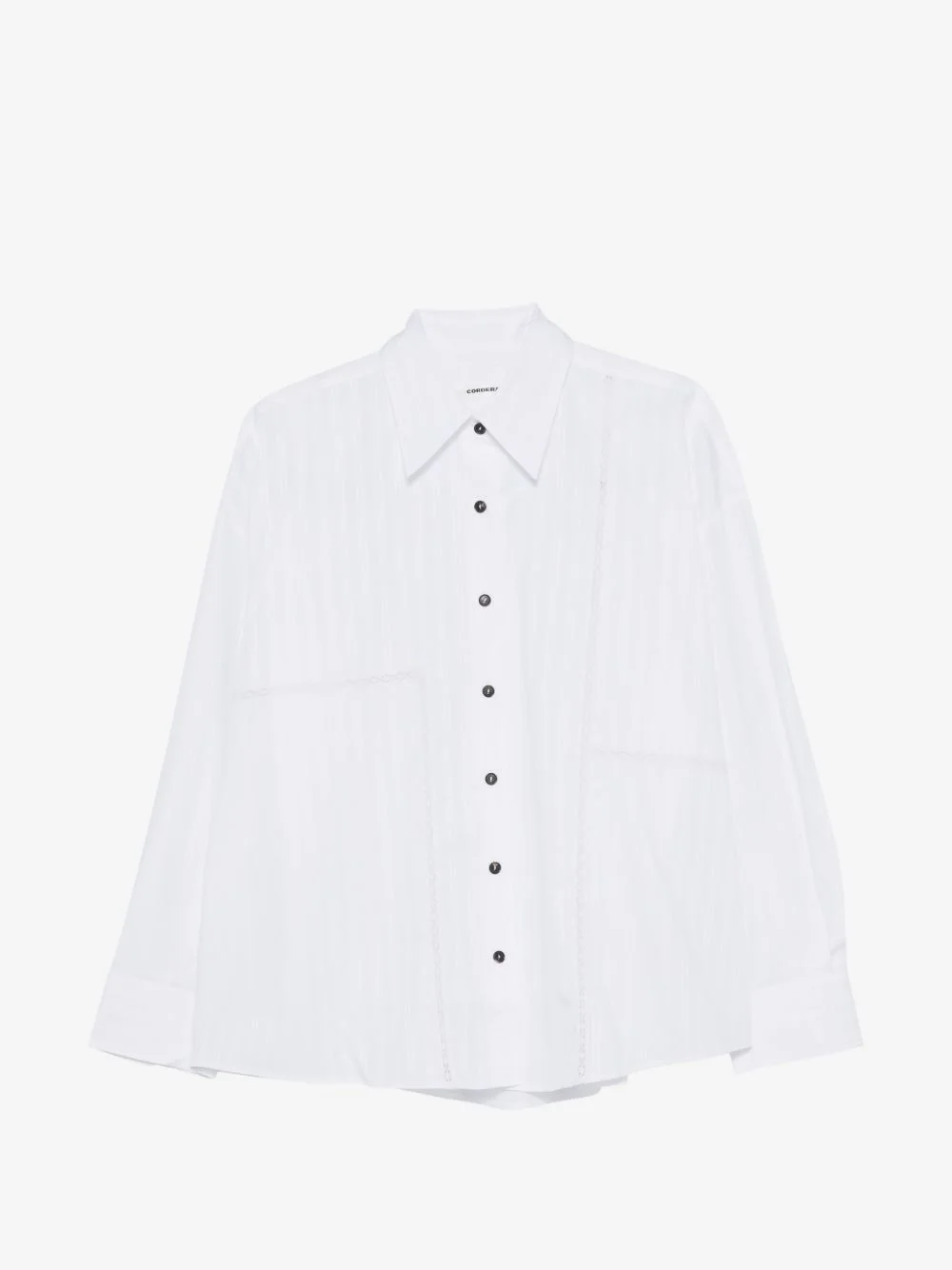 lace-trim button-down shirt - 1
