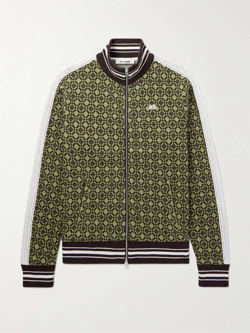 Power Crochet-Trimmed Jacquard-Knit Organic Cotton-Blend Jersey Track Jacket 1