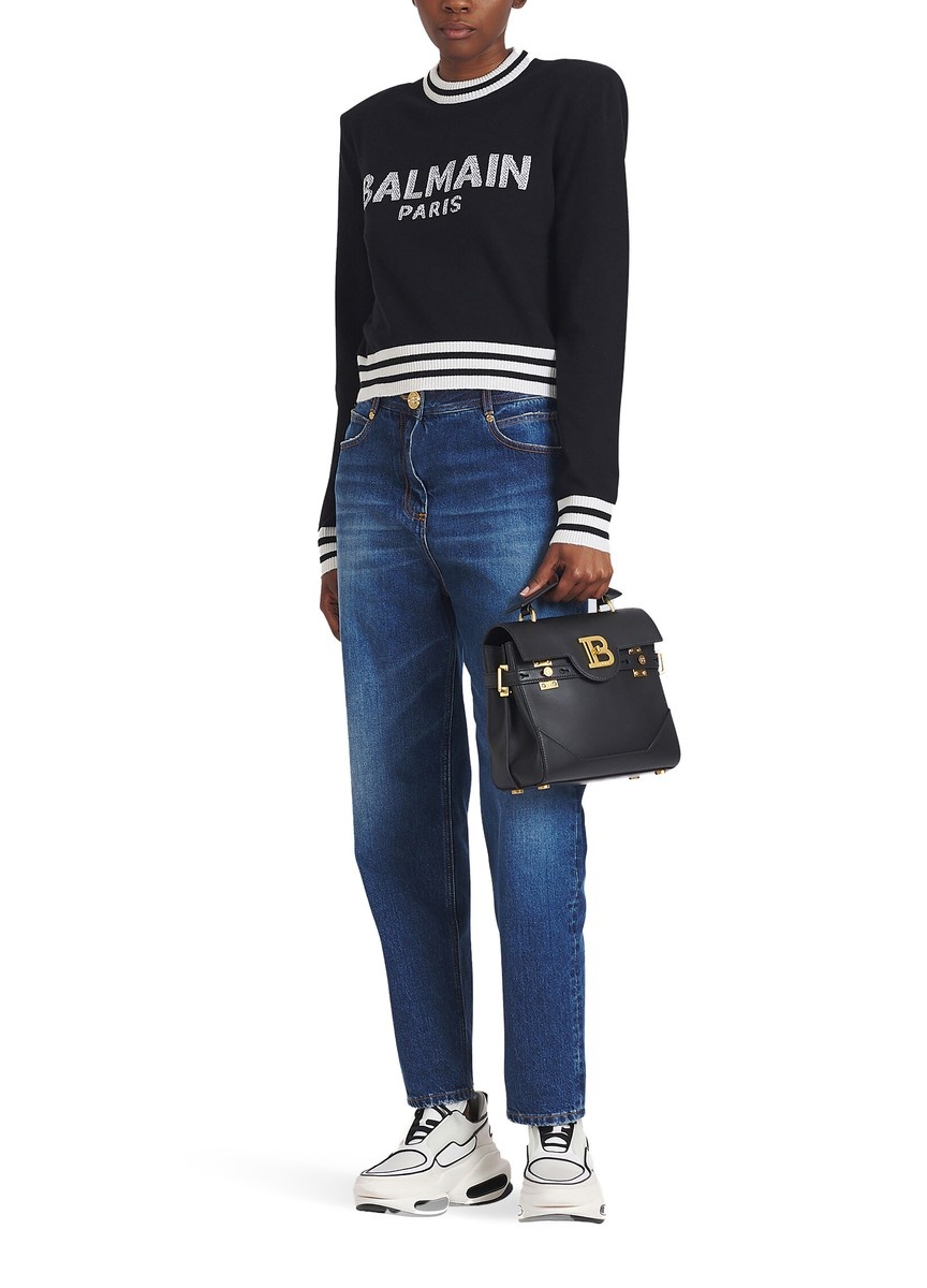 Cropped wool sweatshirt with Balmain logo - 7