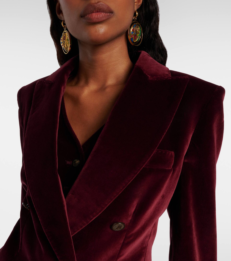 Double-breasted cotton velvet blazer 4