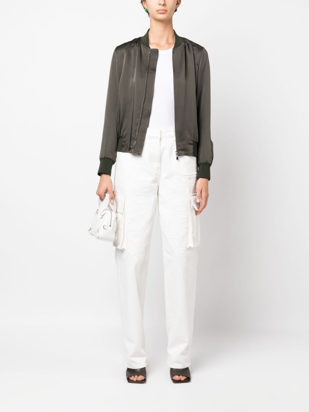 distressed straight-leg cargo jeans - 2
