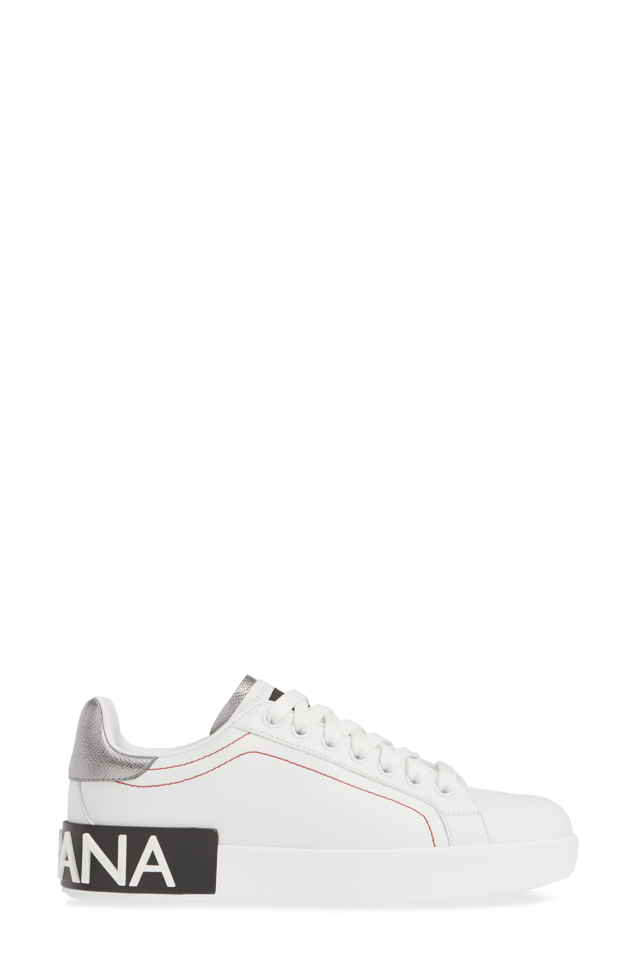 Dolce&Gabbana Portofino Sneaker in White/Silver at Nordstrom - 3