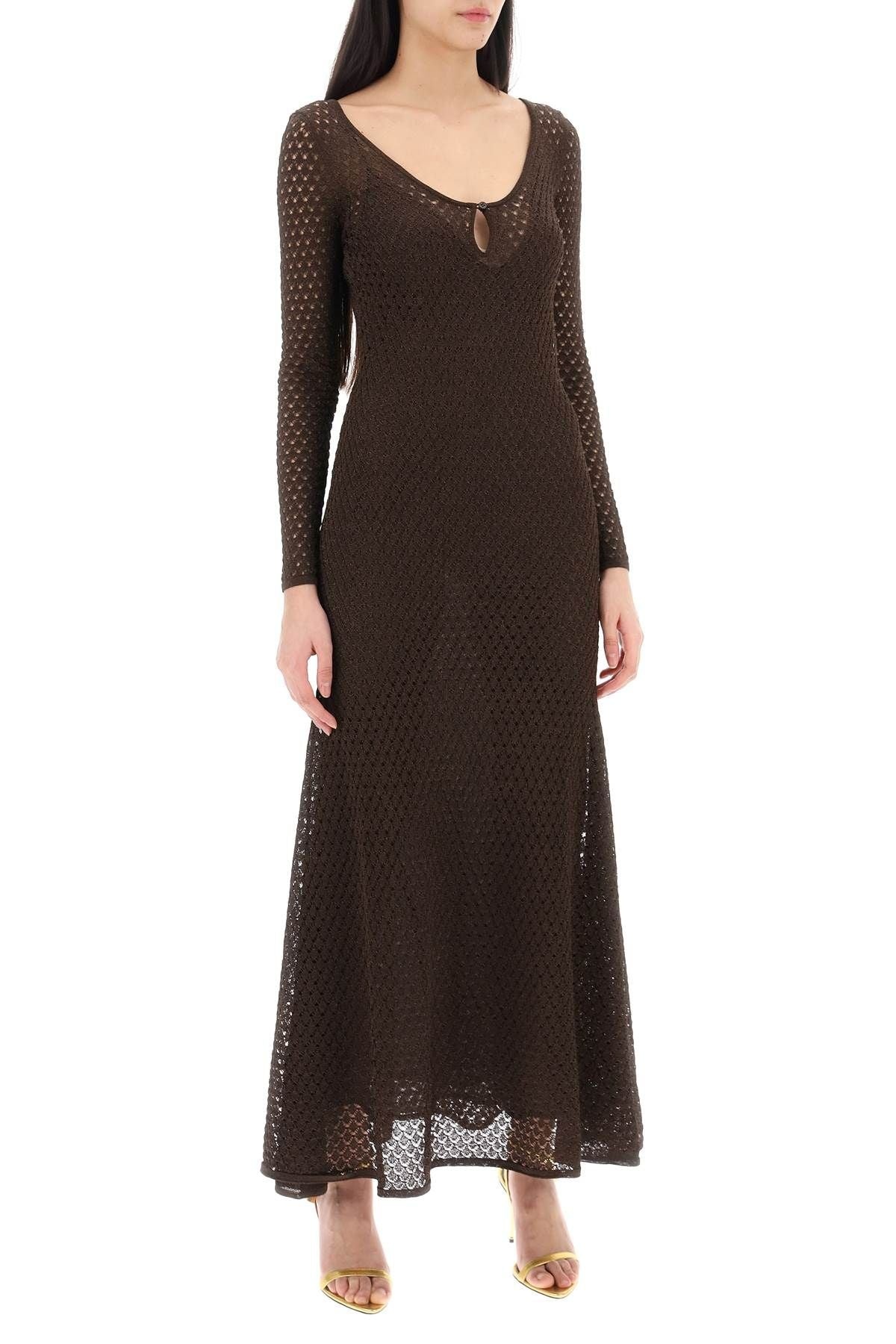 LONG KNITTED LUREX PERFORATED DRESS - 3