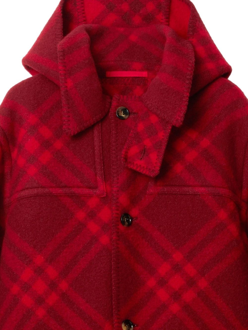 check-pattern wool blanket cape - 2