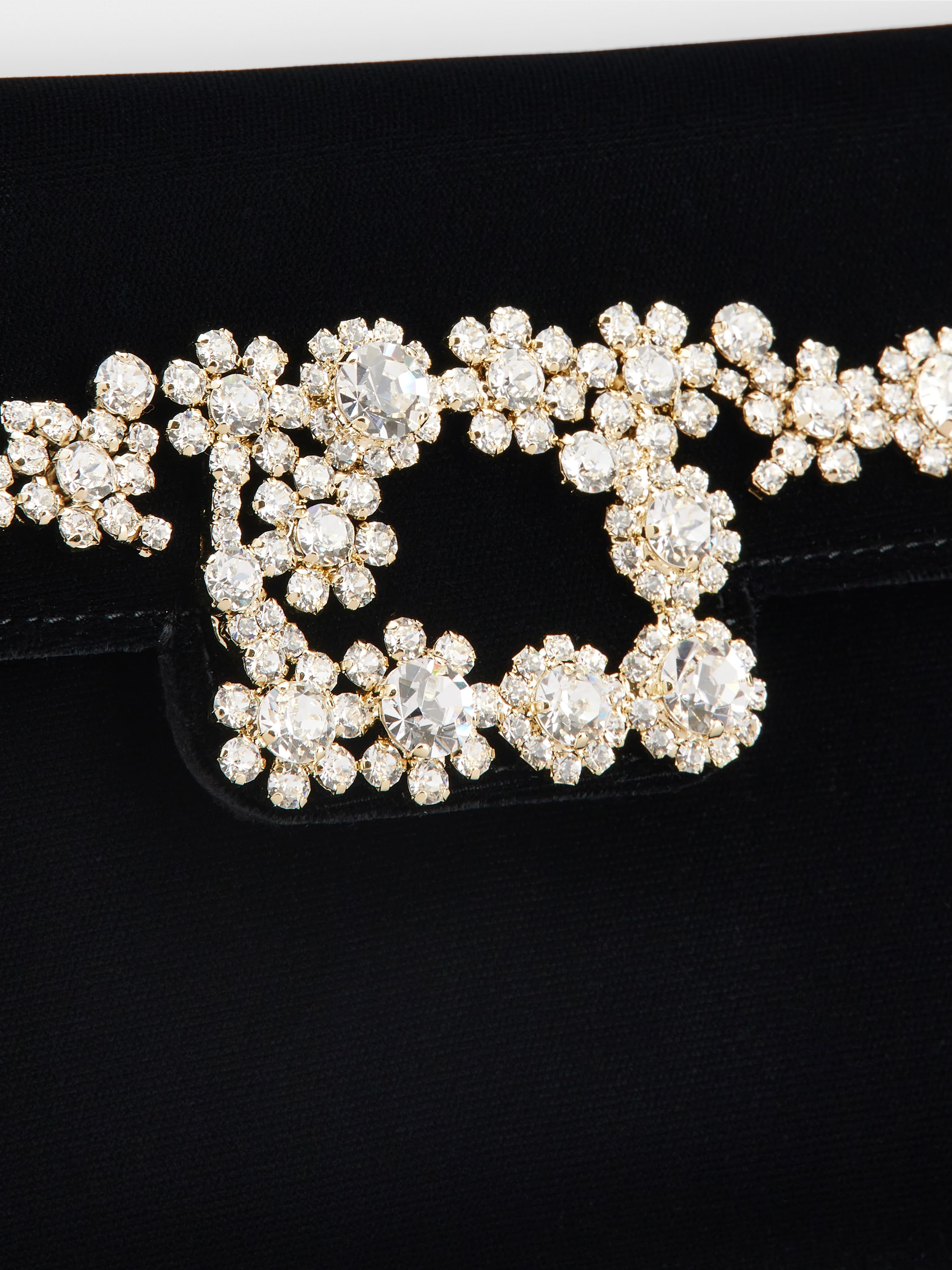 Crown Flower Strass Buckle Clutch Bag in Velvet - 6
