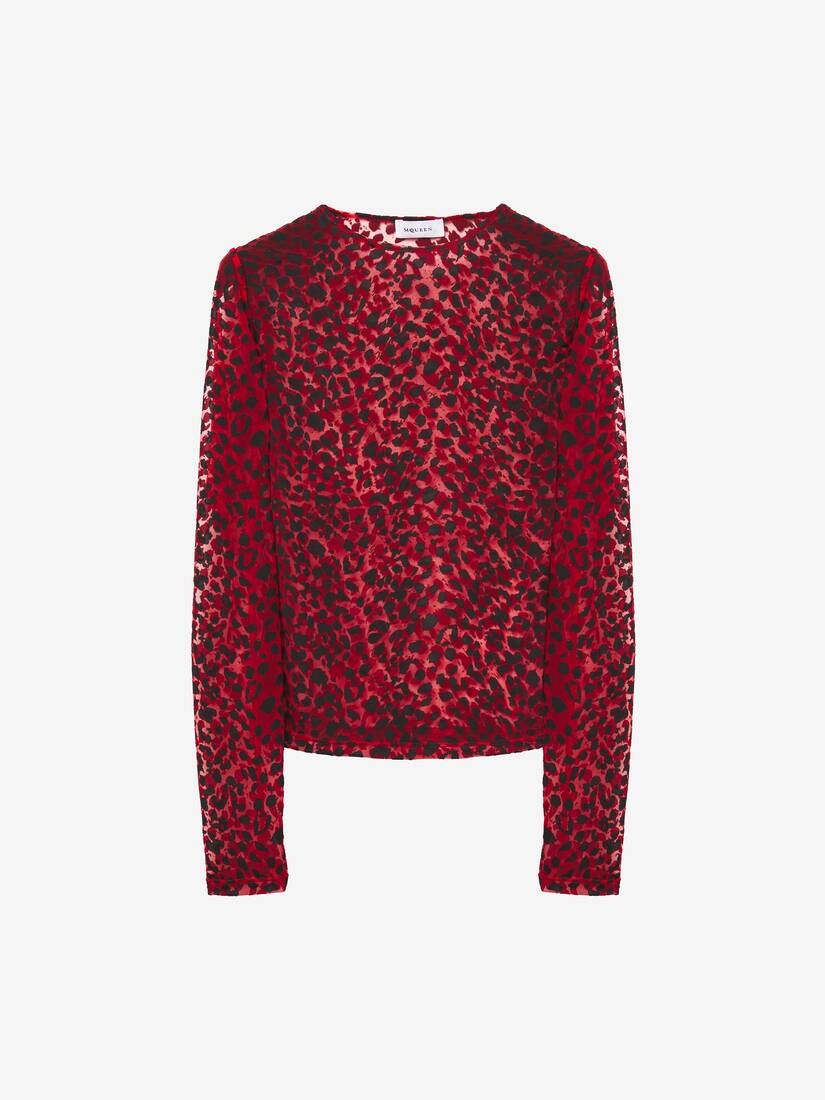 Tシャツ・カットソー alexander mcqueen Alexander McQueen Leopard Devore Top Alexander McQueen Leopard Devoré Top | REVERSIBLE