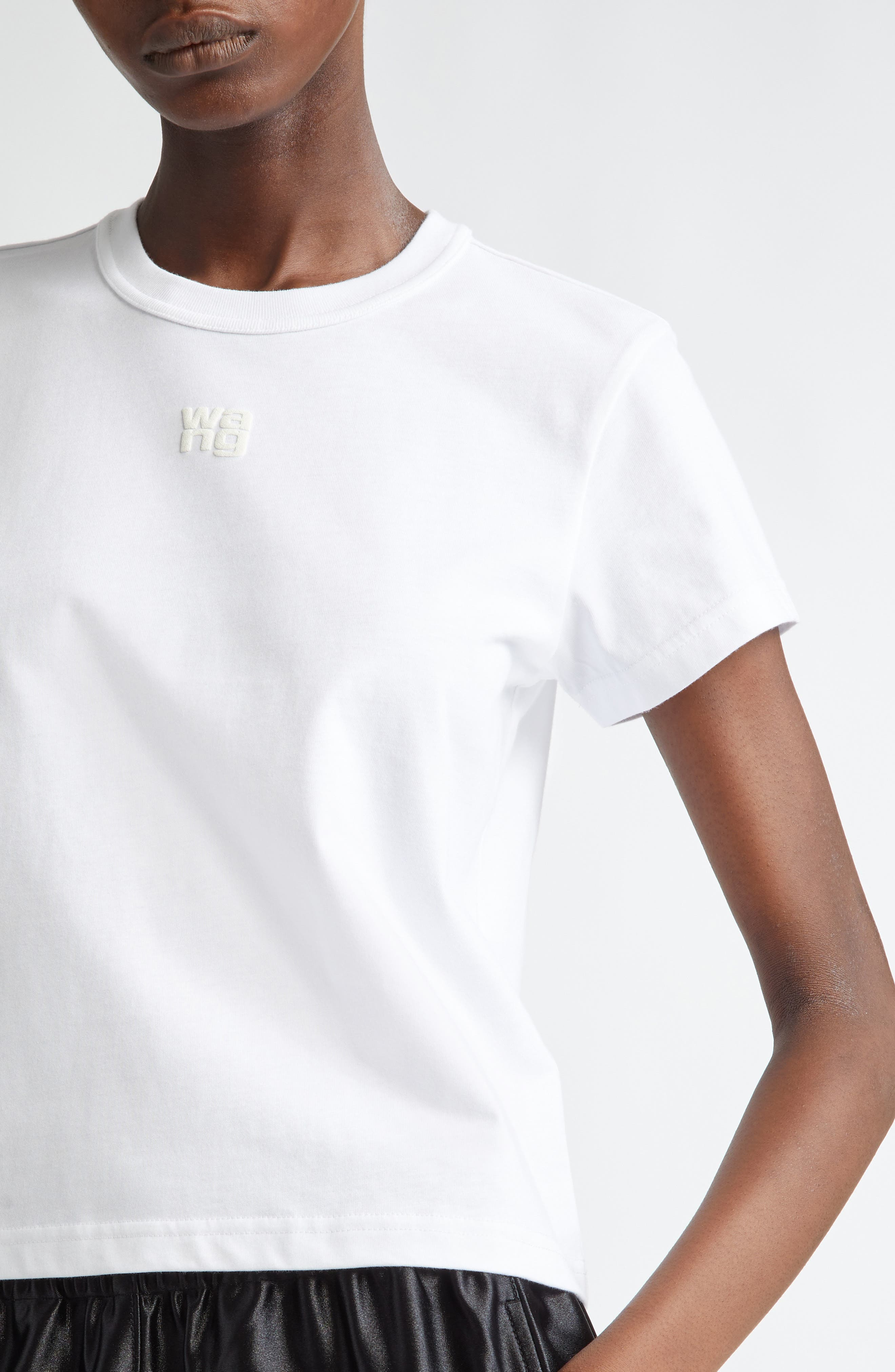 Alexander Wang Puff Logo Shrunken Cotton Jersey T-Shirt in White at Nordstrom - 4