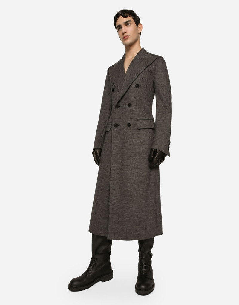 Double-breasted technical wool jersey coat 5