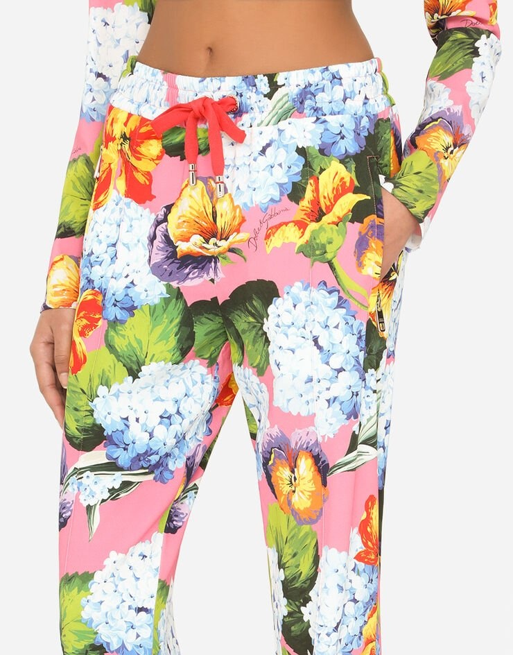 Hydrangea-print cady jogging pants - 4