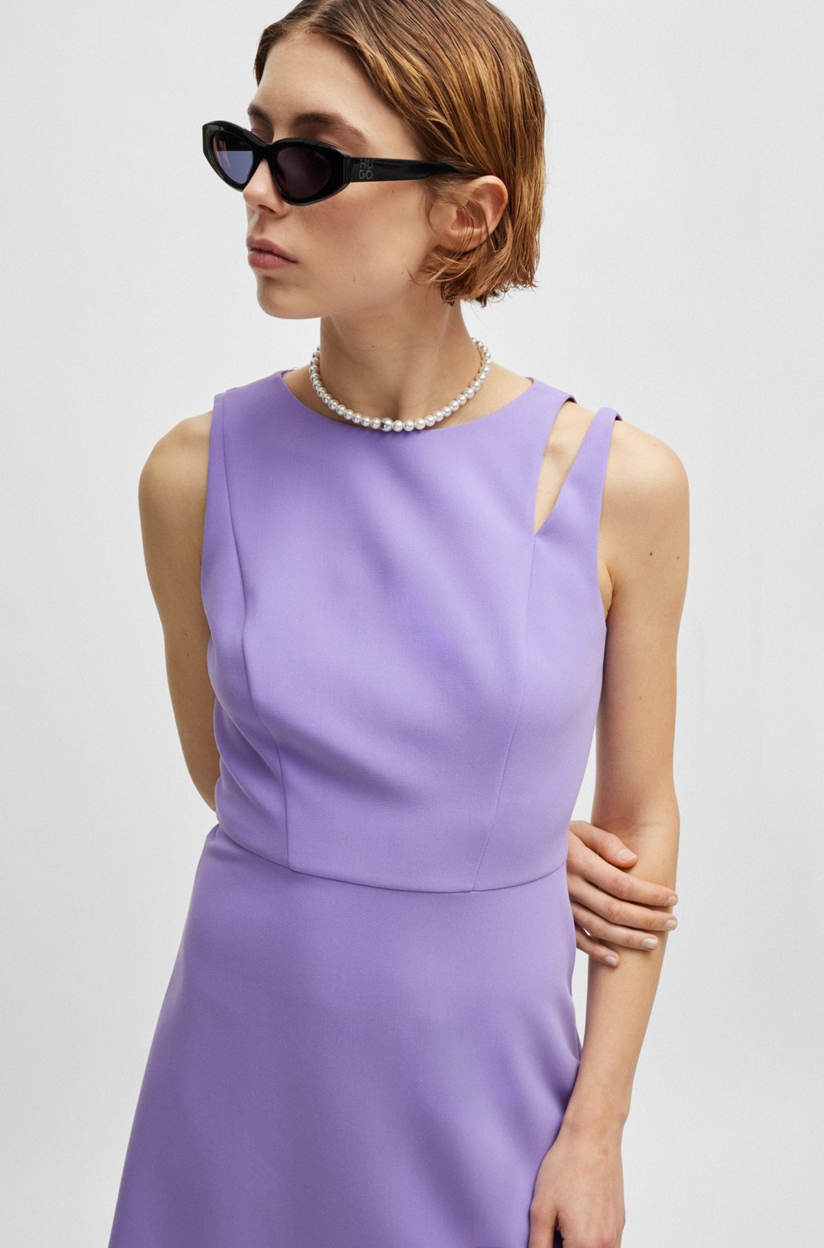SLEEVELESS MINI DRESS WITH CUT-OUT SHOULDER DETAIL - 6