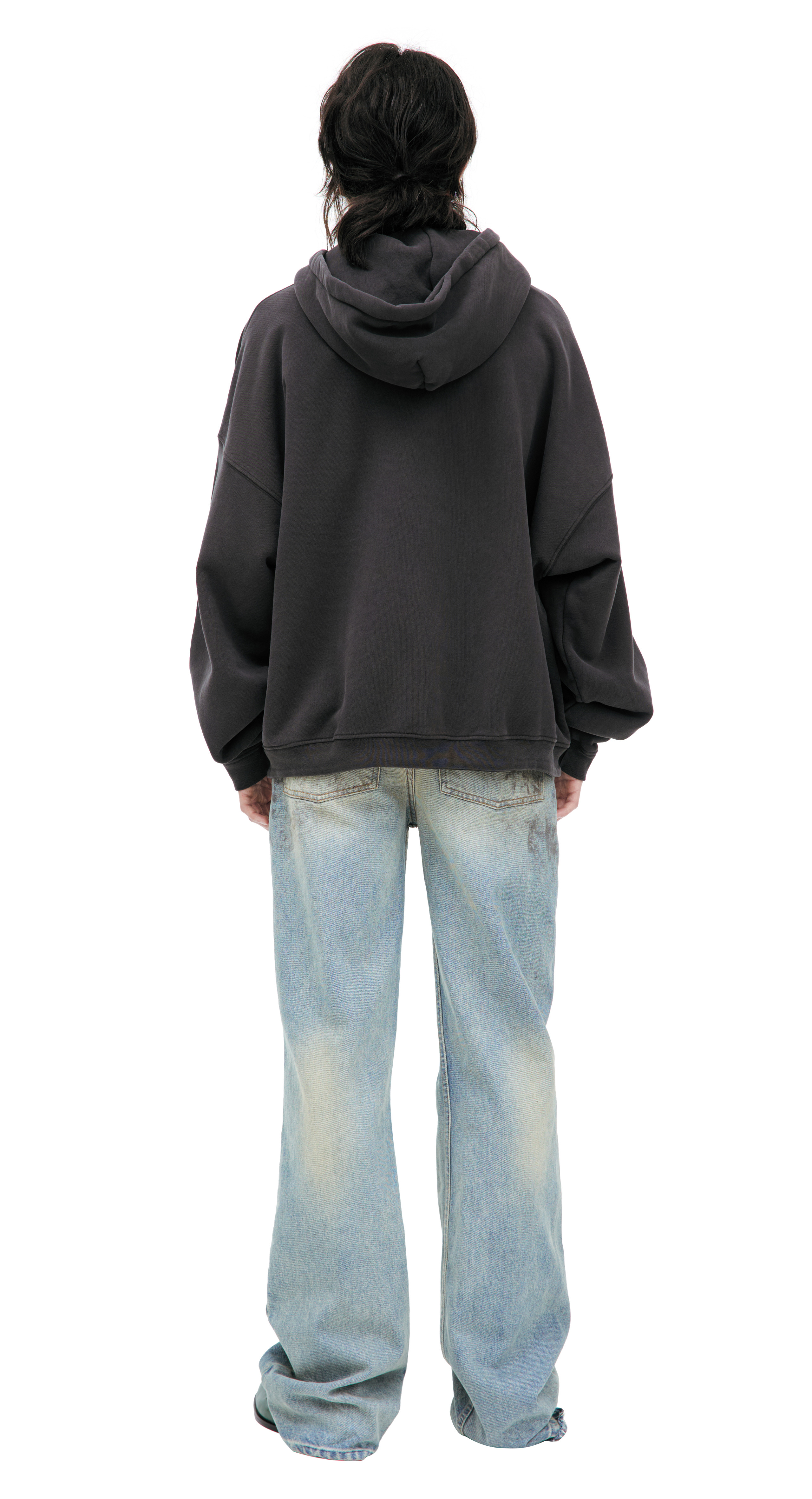 BLACK ZIP UP HOODIE - 3