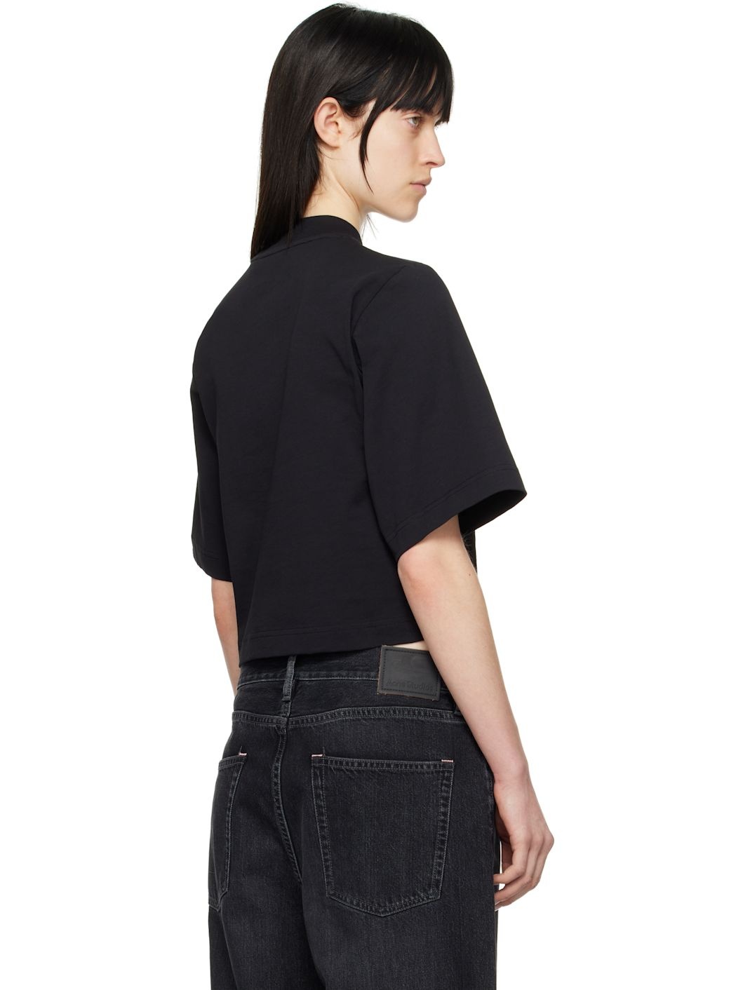 Black 'Bear in Mind' Cropped T-shirt - 3