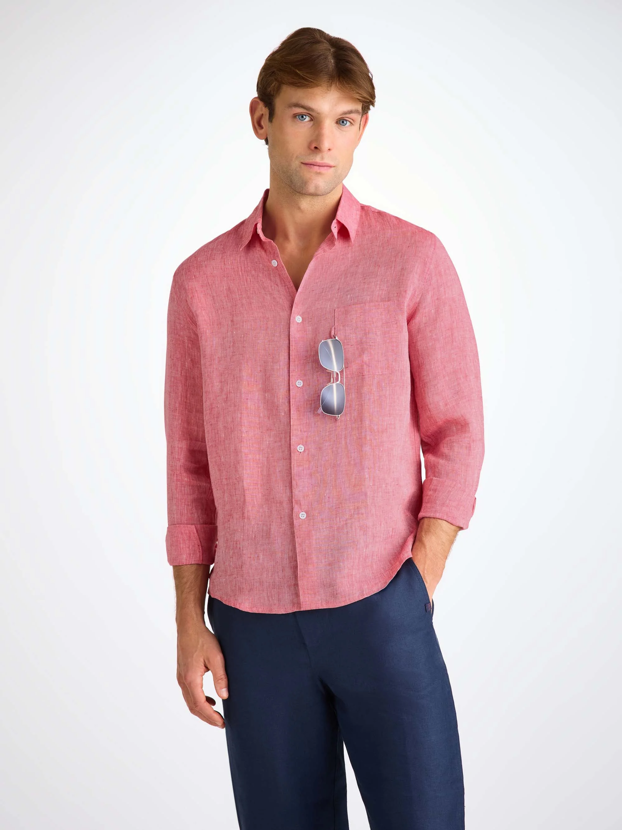 Men's Shirt Monaco Linen Red - 1