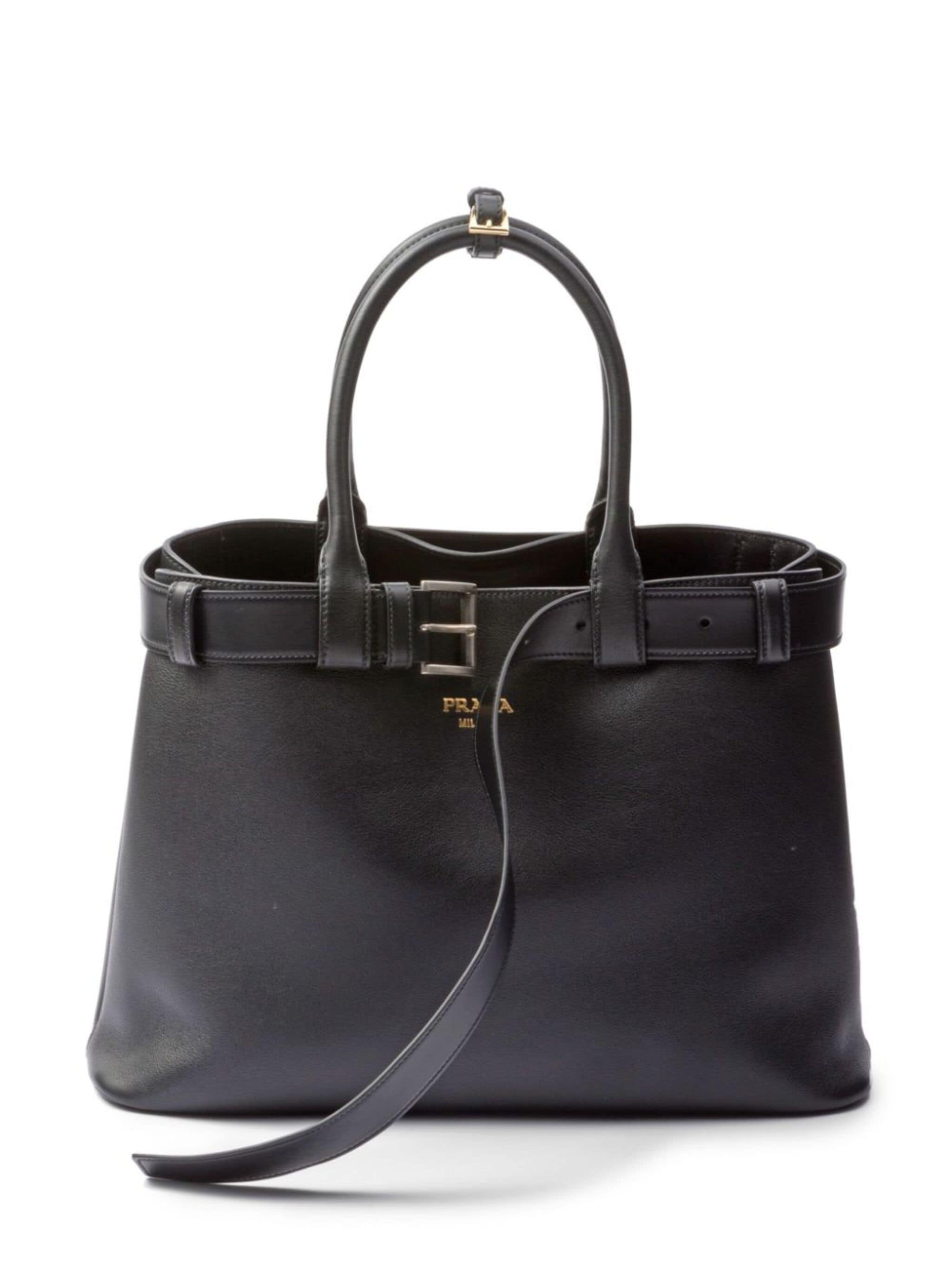 large belted leather handbag - 1