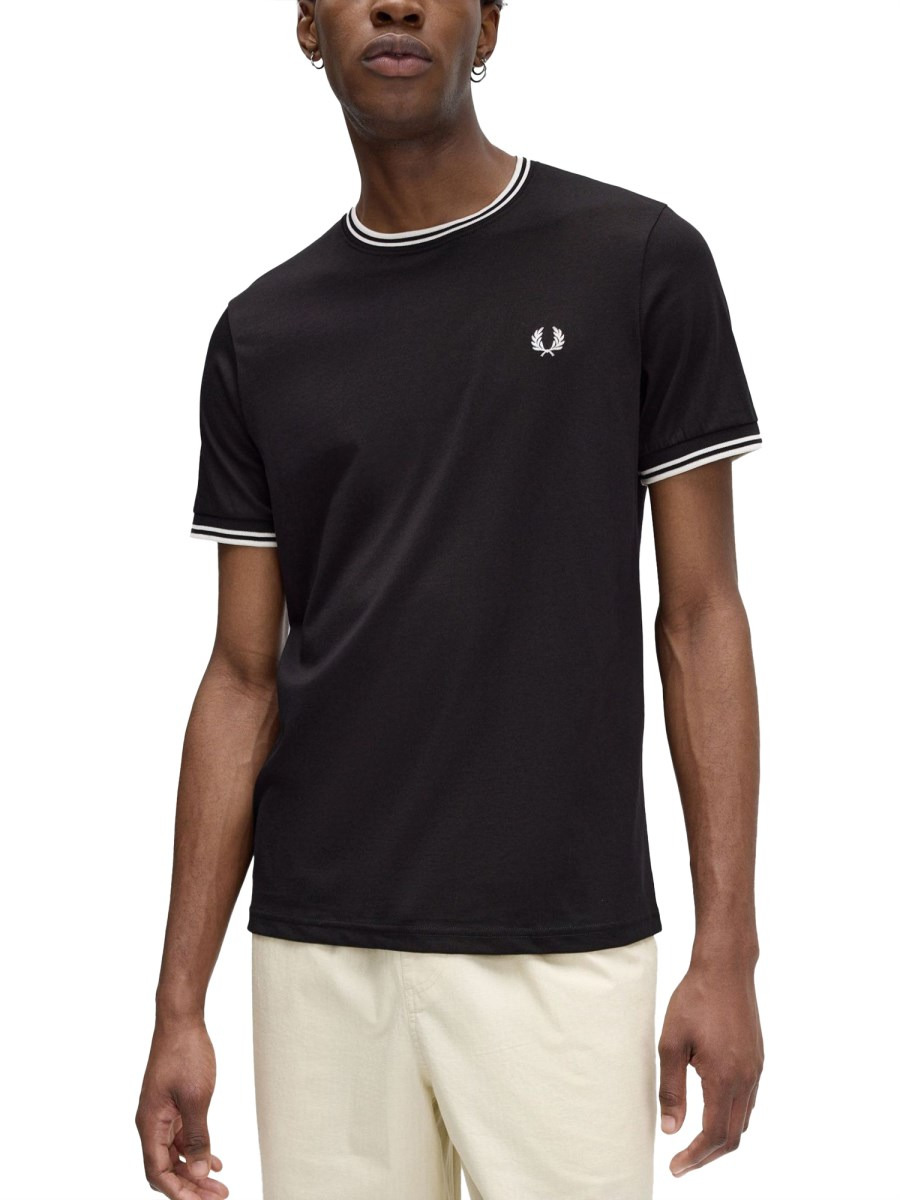 COTTON T-SHIRT WITH DOUBLE STRIPE - 2