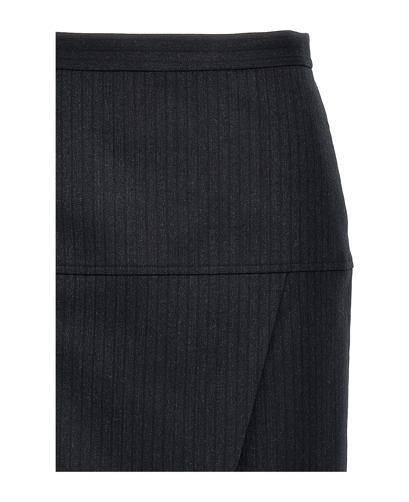 Pinstriped Wool Skirt - 3