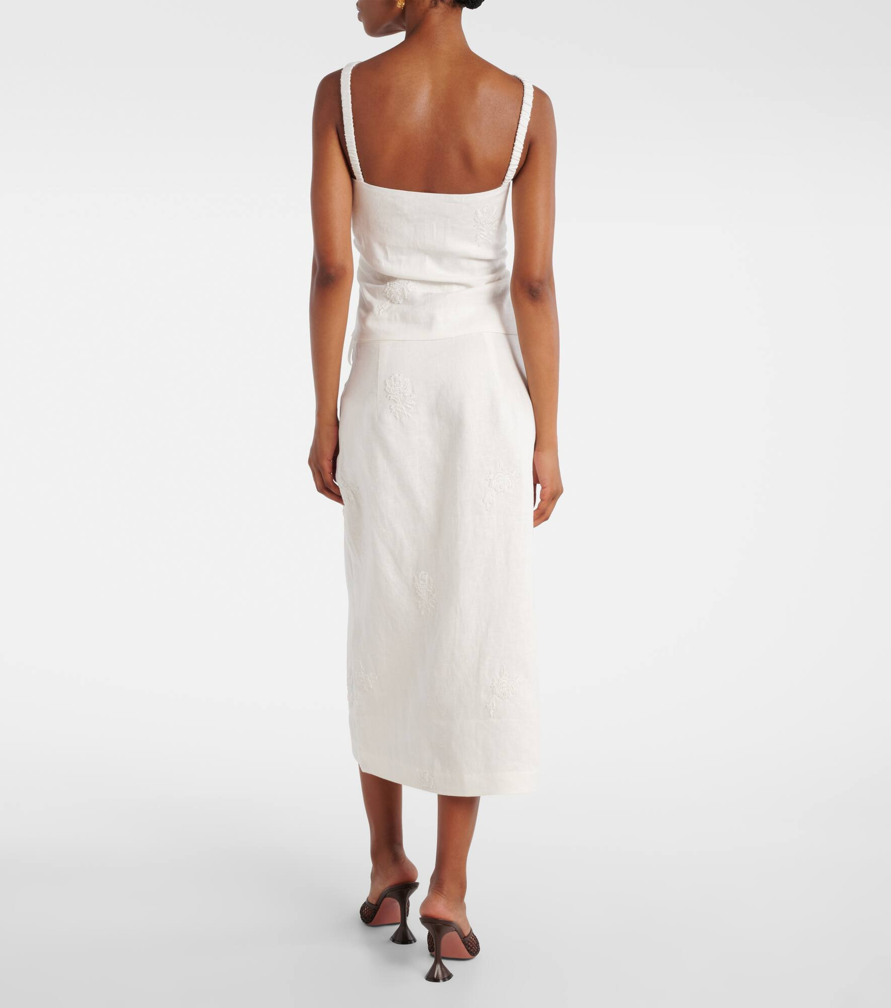Alessandra embroidered linen top - 3