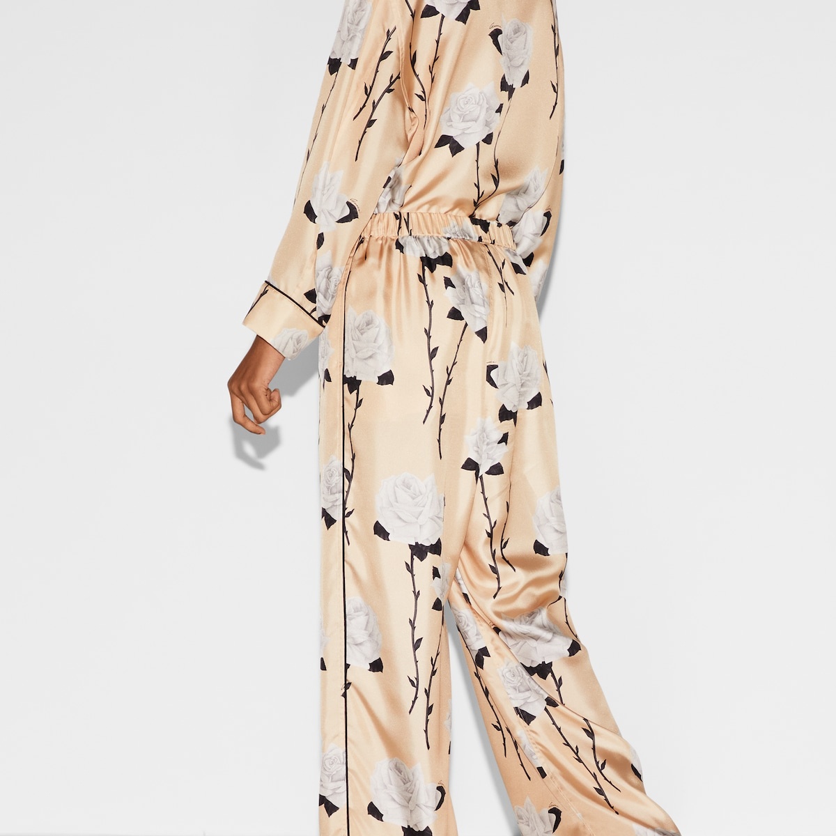 Floral print silk twill pant - 4