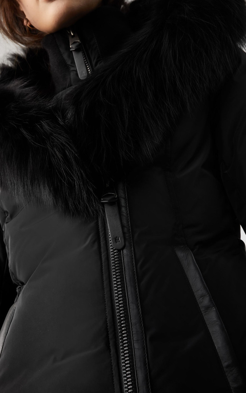 KAY down coat with signature silverfox fur collar 4