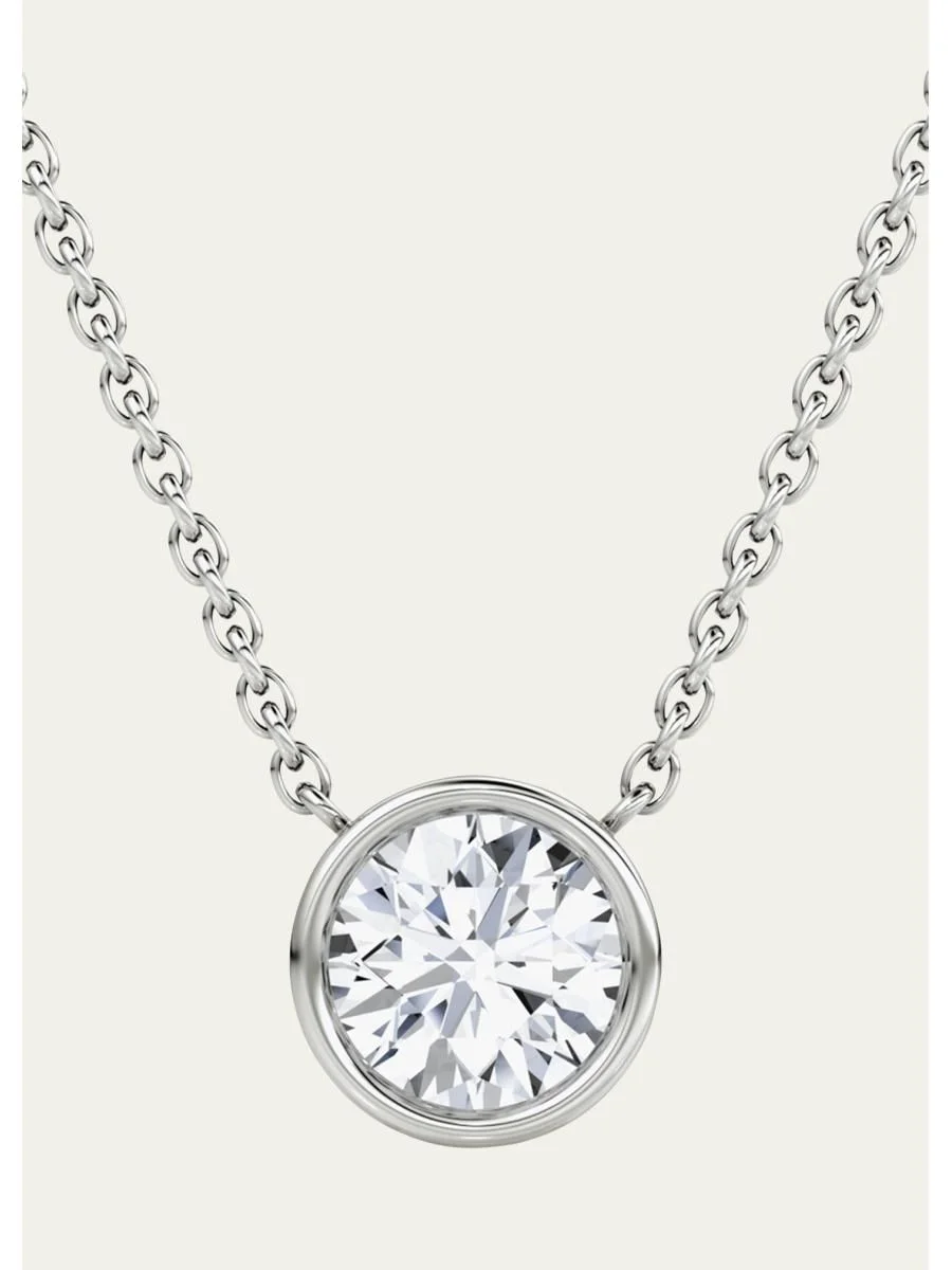 Round Bezel-Cut Lab Grown Diamond Solitaire Necklace, 0.75tcw - 1
