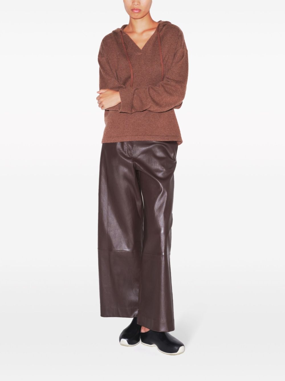 V-neck drawstring hoodie - 2