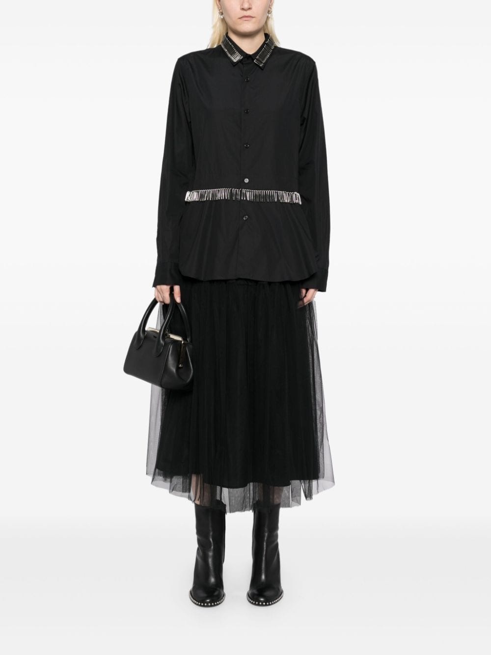 safety pin embellishment long-sleeves shirt - 2