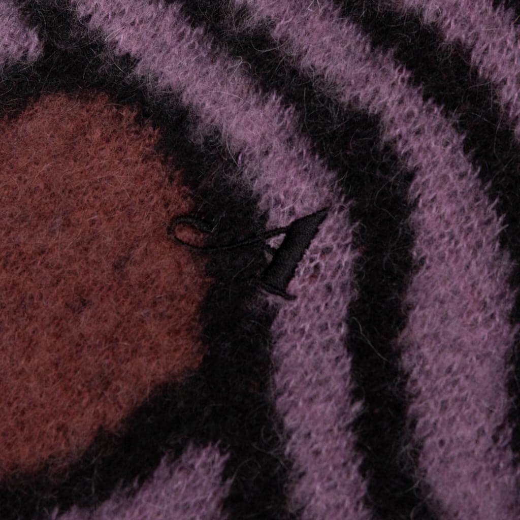 WAVY JACQUARD MOHAIR CARDIGAN - PINK/RUST - 5