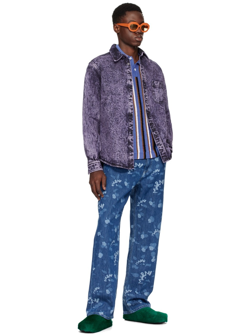 Purple Button Denim Shirt - 4