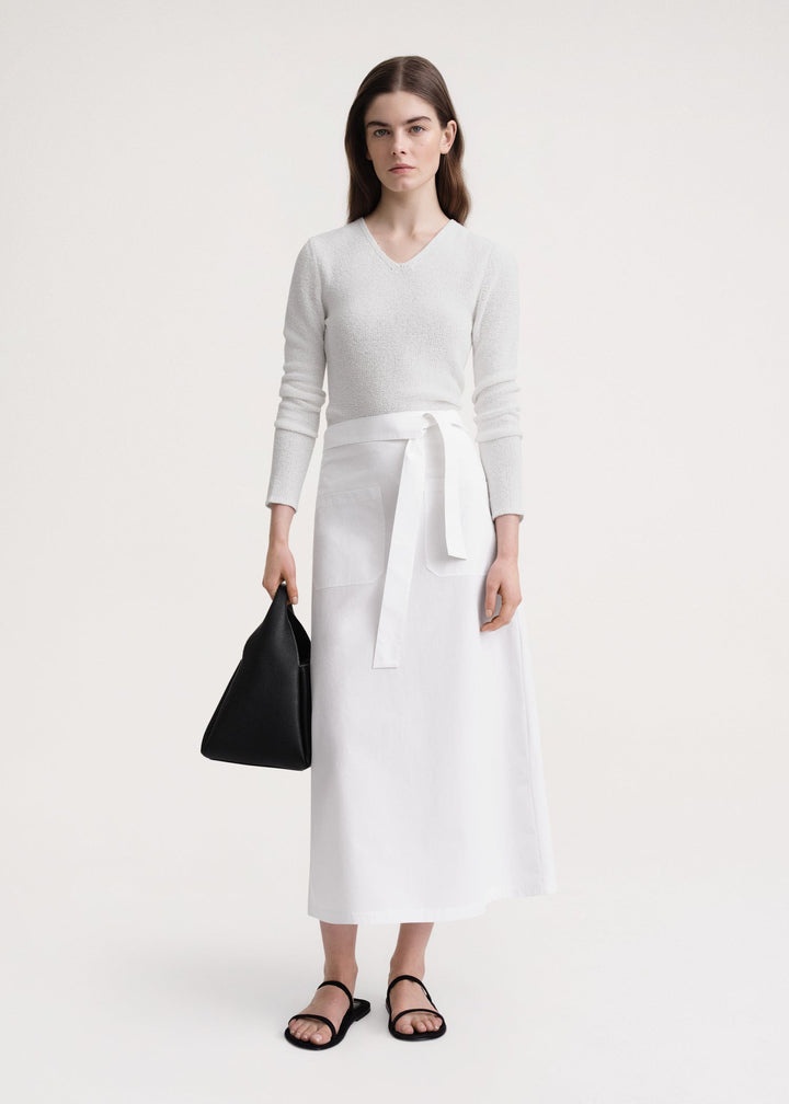 Tie-Waist cotton skirt white - 2