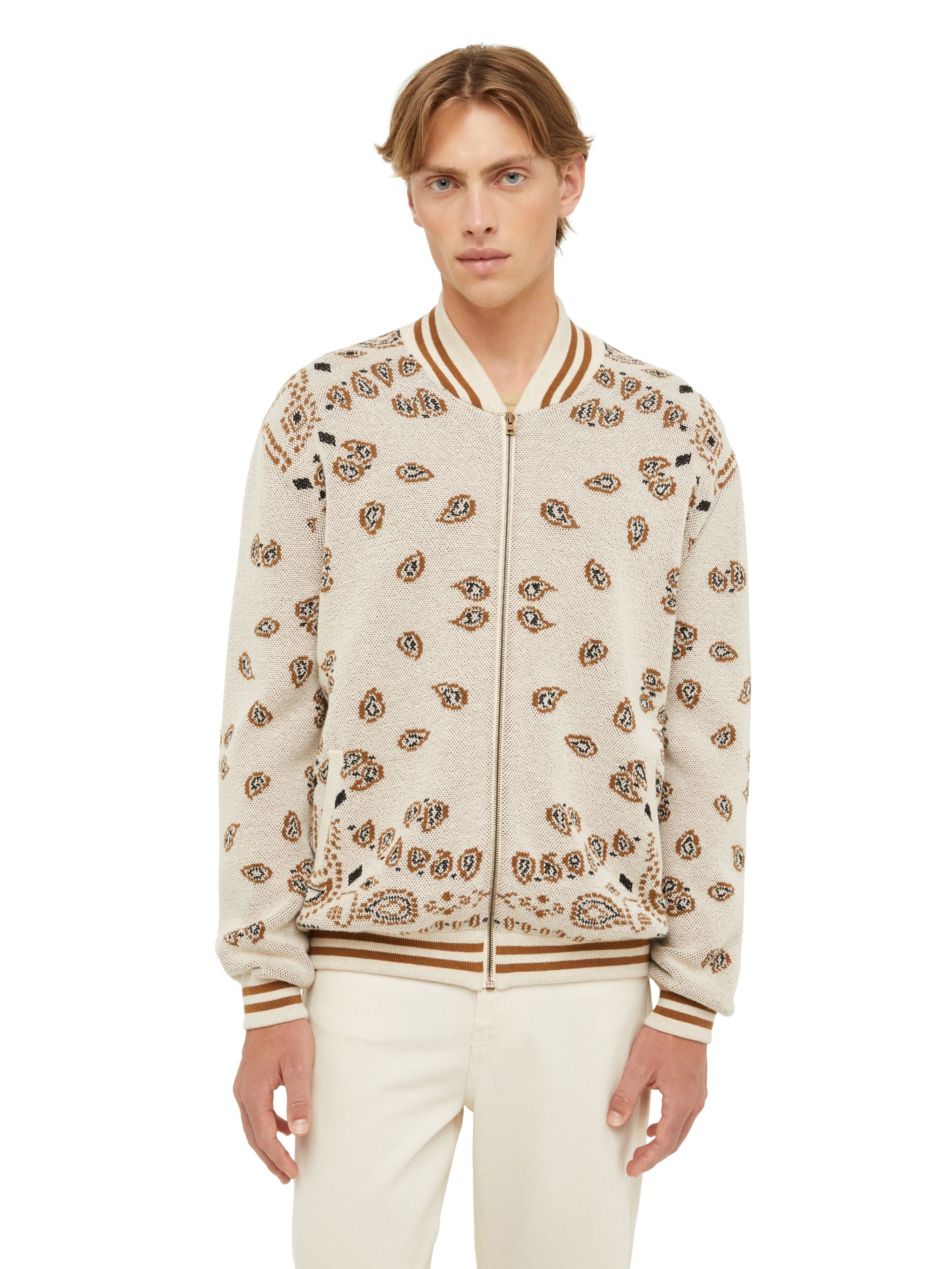 Bandana Piquet Jacquard Bomber Jacket - 7