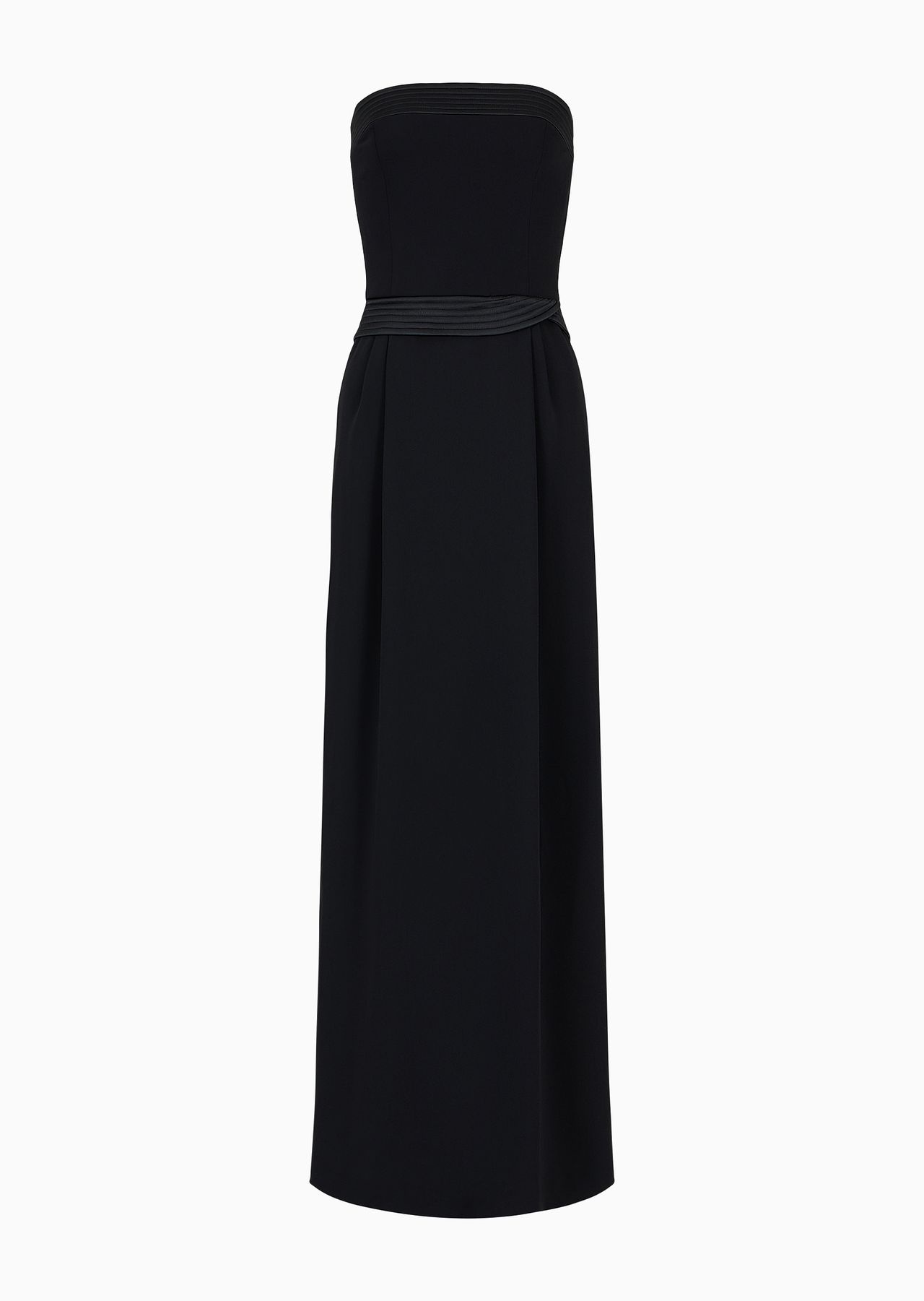 Strapless long dress in technical crêpe with quilted details - 1