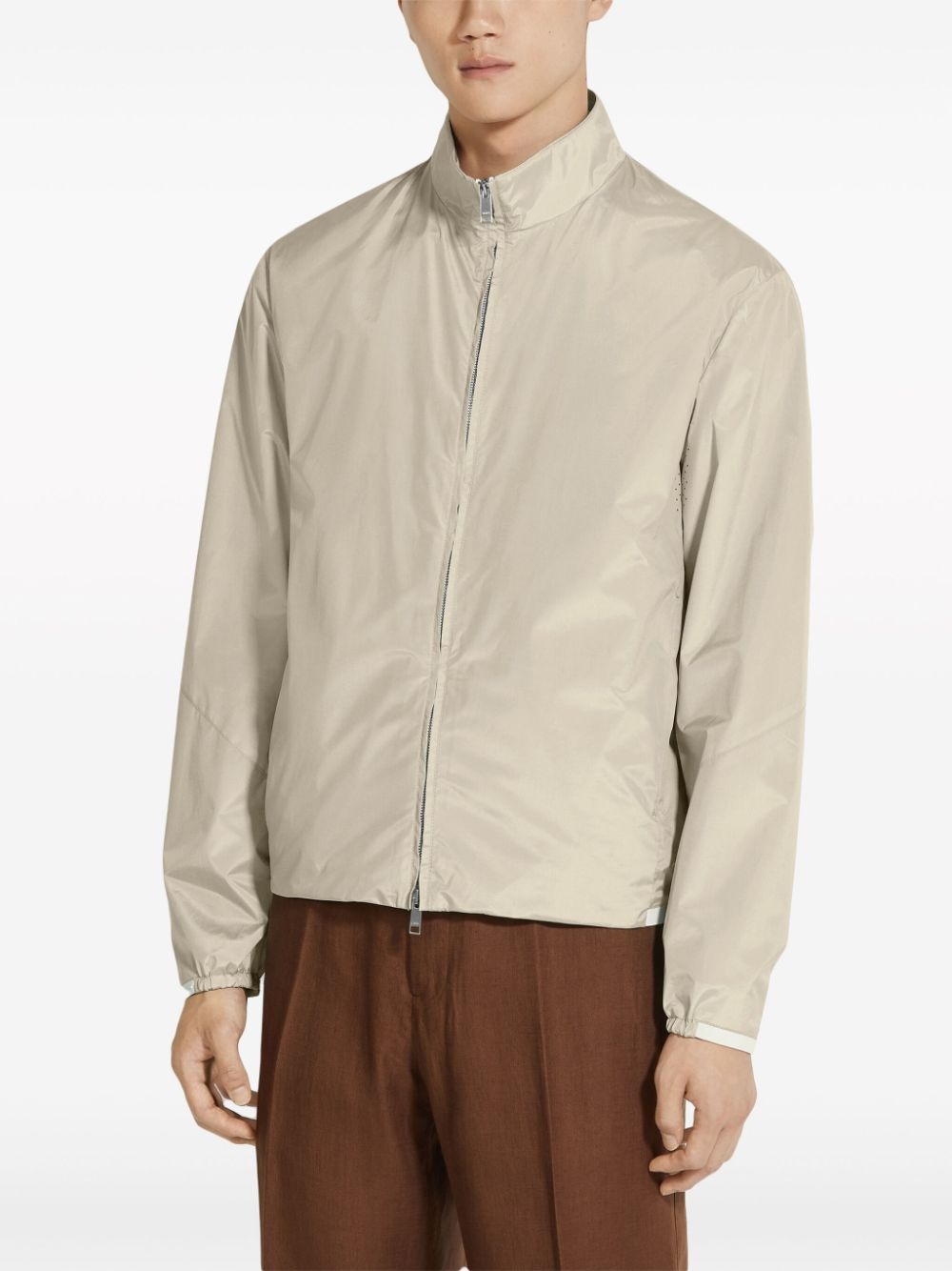 funnel-neck silk jacket - 3